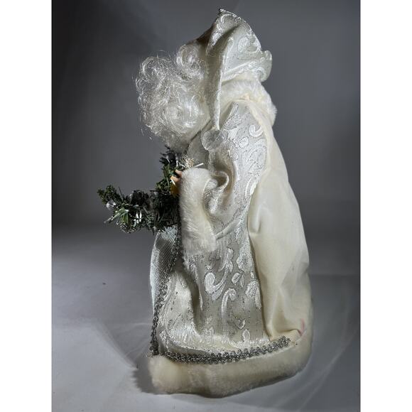 Vintage Father Christmas Tree Topper Santa Porcelain Head Hands Silver Crystal - Picture 4 of 16